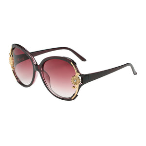 Fashion Women Flower Decoration Shades Sunglasses Integrated UV Glasses