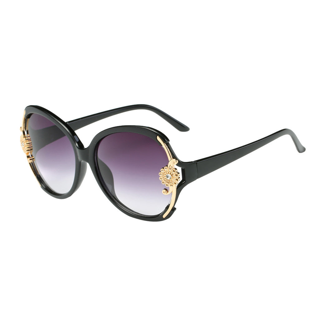 Fashion Women Flower Decoration Shades Sunglasses Integrated UV Glasses