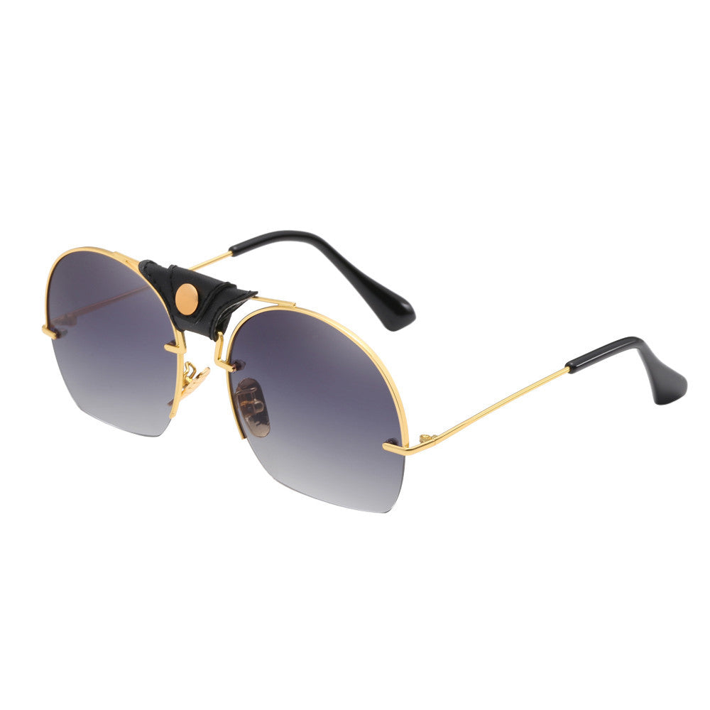Fashion Women Men Metal Frame Shades Sunglasses Integrated UV Glasses