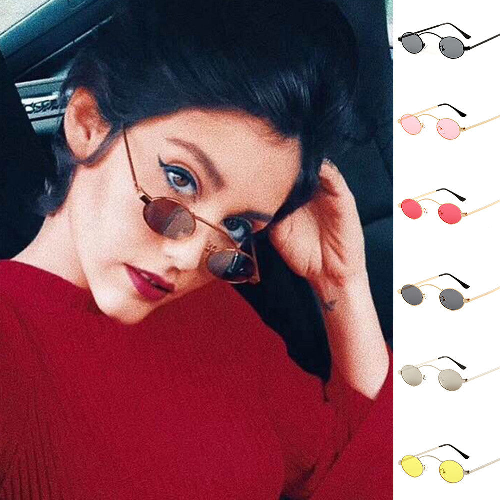 Women Fashion Unisex Round Frame Shades Sunglasses Integrated UV Glasses